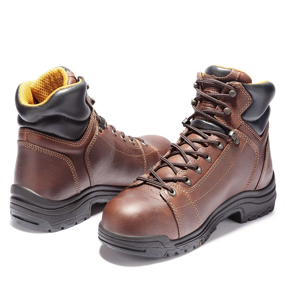 Timberland Μποτακια Εργασίας Ανδρικα Καφε - Pro® Titan® 6\" Lace Alloy Toe - Greece 9537428-SV